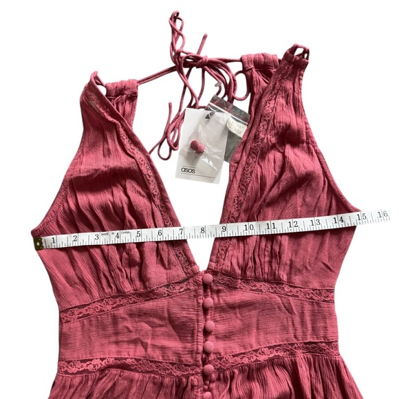 ASOS Dusty Rose Lace Trim Plunge Dress NWT Size 4 - Picture 10 of 12